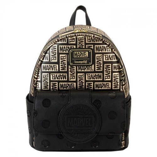 Marvel Marvel 880769 Marvel 85th Anniversary Golden Logo Mini Backpack by Loungefly - Gold & Black