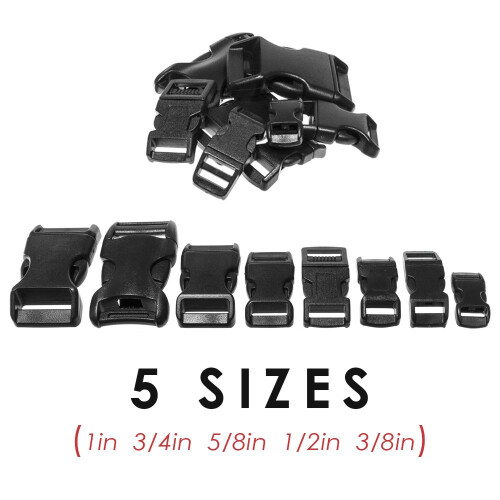 Fivelas de Liberação Lateral Pretas West Coast Paracord - Braceletes, Chaves, Lanyards e Mais (5 Polegadas, 50 Pacote) 1