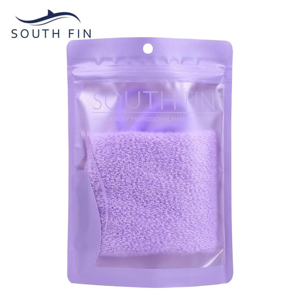 (purple) Bath Towel with Pull Back Strap and Exfoliating Scrubbers