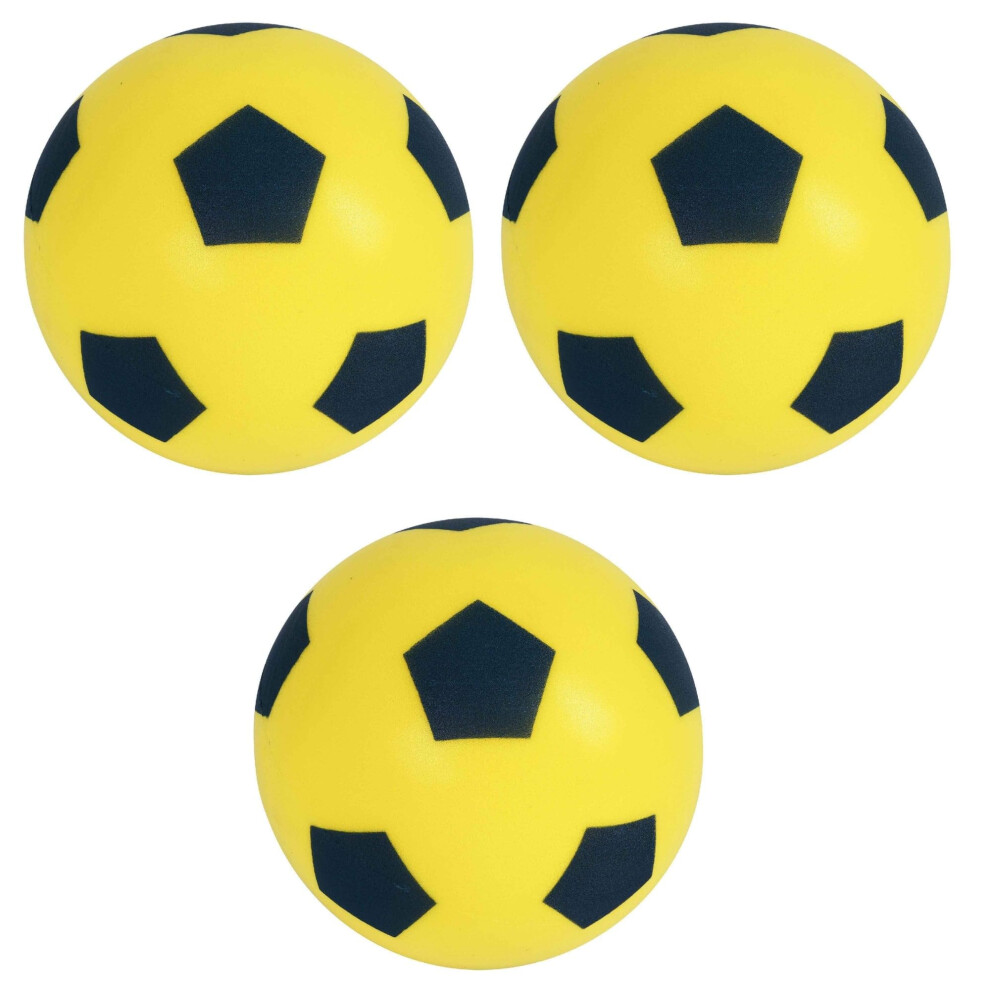 Soft Foam Sponge Soccer Footballs - Size 4 (19.4 cm) Indoor & Outdoor - Pack of 3 Yellow - Strong and Durable