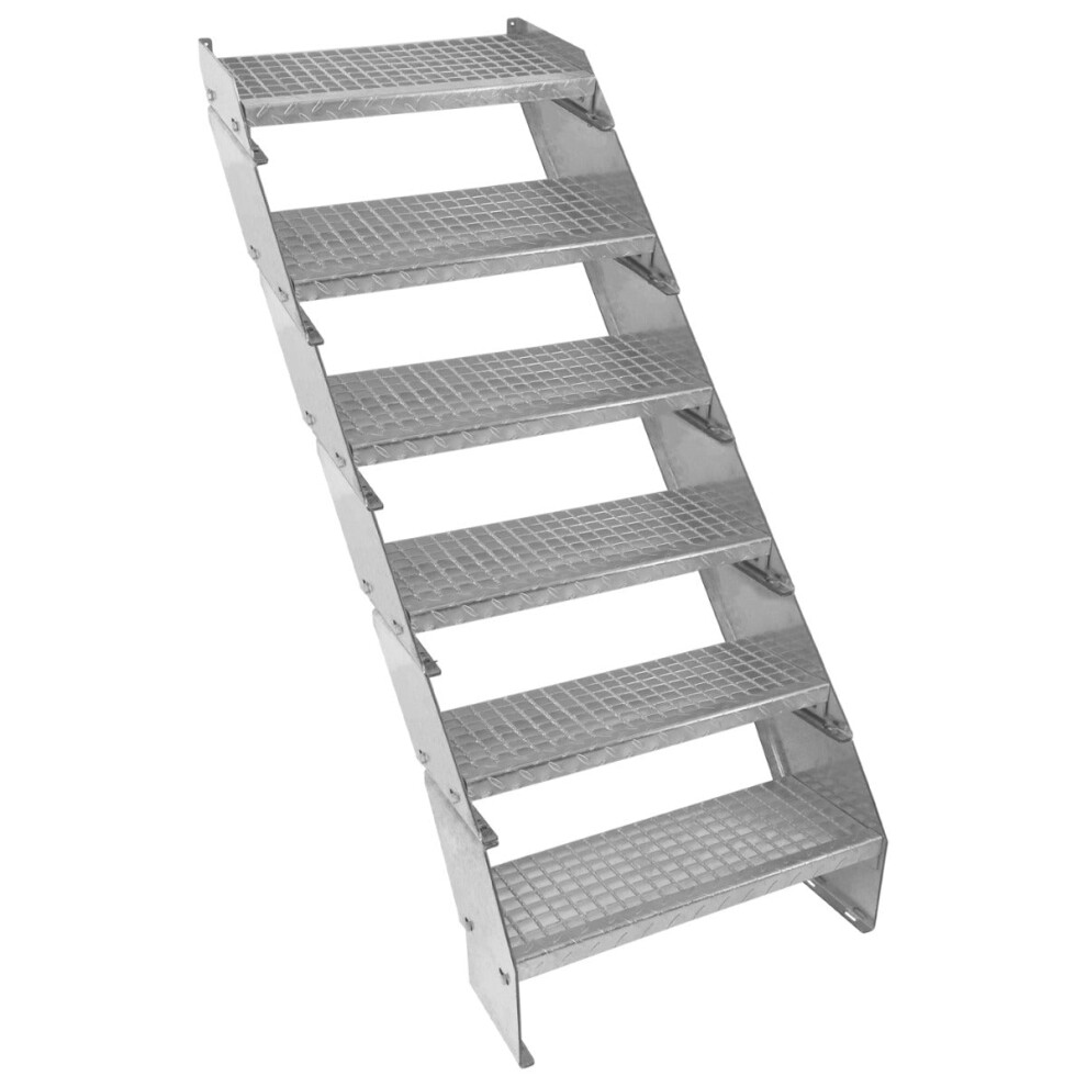 Metal Staircase 6 Section Adjustable Height Galvanised Steel Steps 60Cm / 600Mm 5055986186403