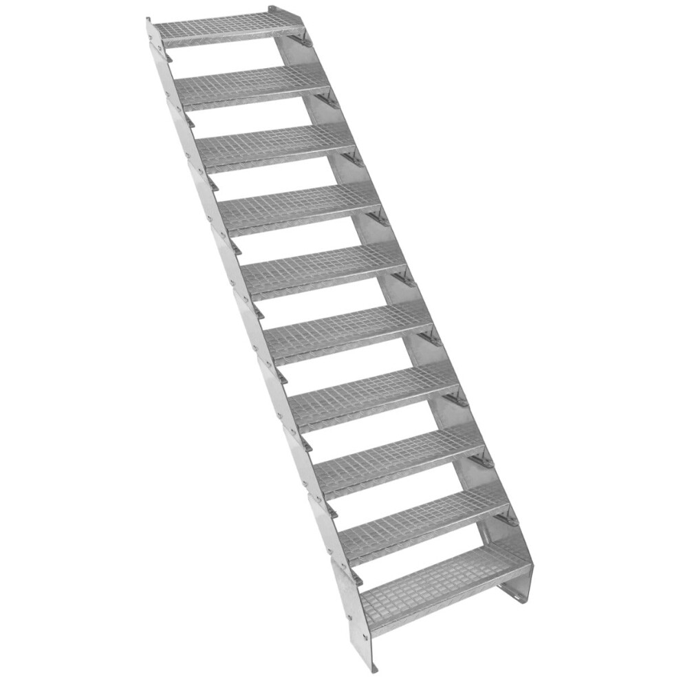Metal Staircase 10 Section Adjustable Height Galvanised Steel Steps 60Cm / 600Mm 5055986186717