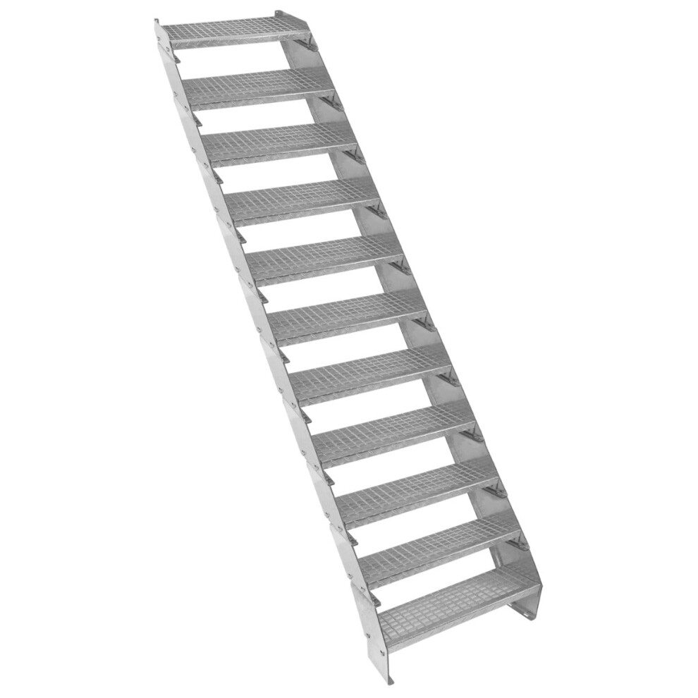 Metal Staircase 11 Section Adjustable Height Galvanised Steel Steps 60cm / 600mm