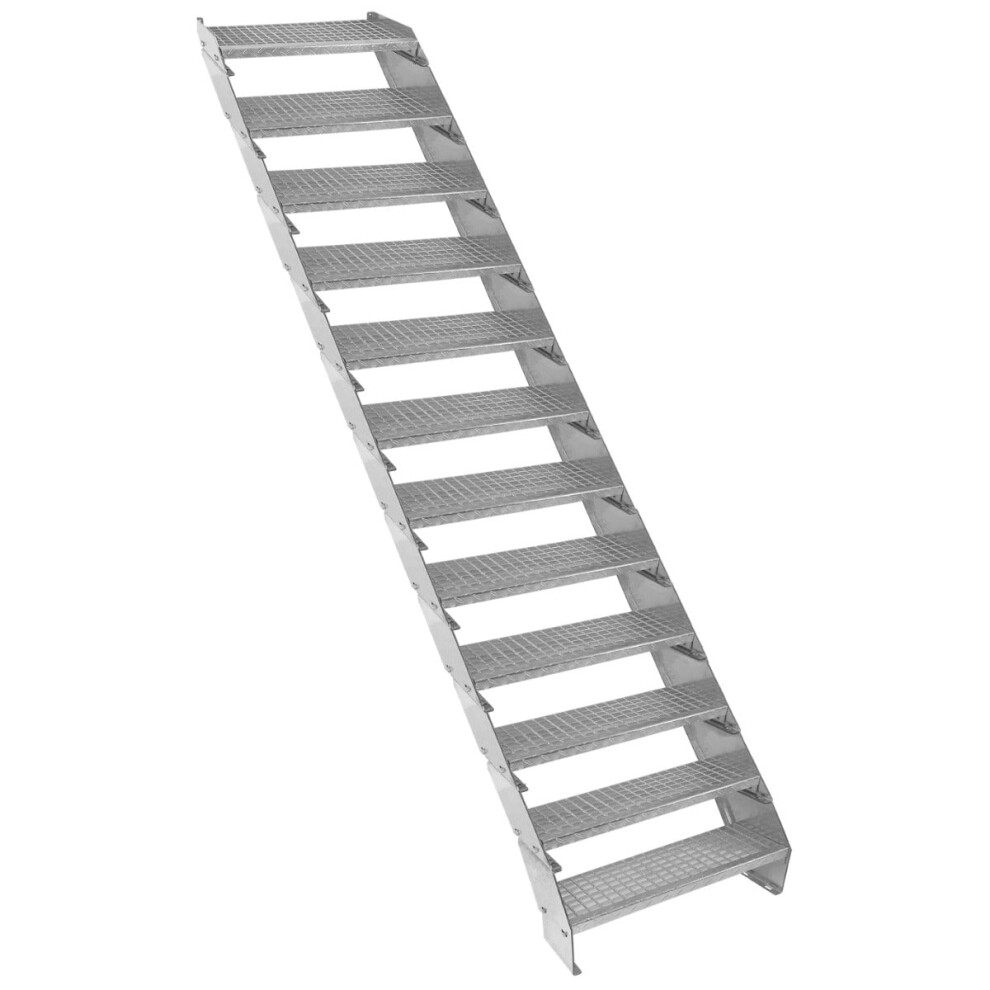 Metal Staircase 12 Section Adjustable Height Galvanised Steel Steps 60Cm / 600Mm 5055986186731