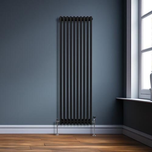 Traditionel 3-søjlet radiator - 1800 x 472 mm - Sort 2
