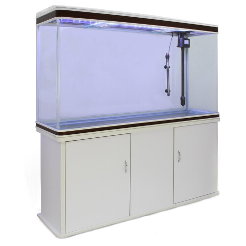 Aquarium ? bords Blanc et Noisette de 300 Litres avec Meuble de Support Blanc