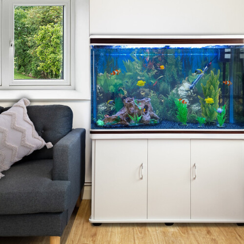 Aquarium 300 L Wit + Meubel - Starterset - blauw grind 1