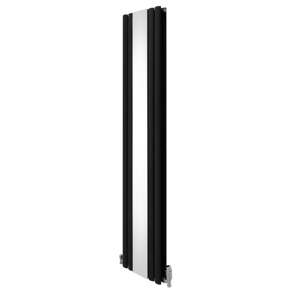 Radiateur Ovale Miroir Int?gr? & Kit Robinet Thermostatique Noir 1800 x 380mm