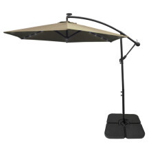 Beige 3m LED Zweefparasol met een eenvoudige voet
