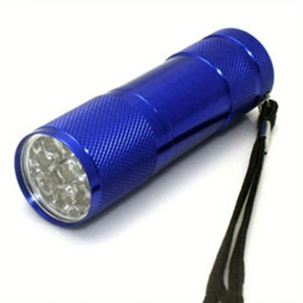 (blue, 1pc) Black Mini Aluminum Uv Flashlight Portable Ultra Violet Blacklight 9 Led Uv Flashlight Torch Light Lamp