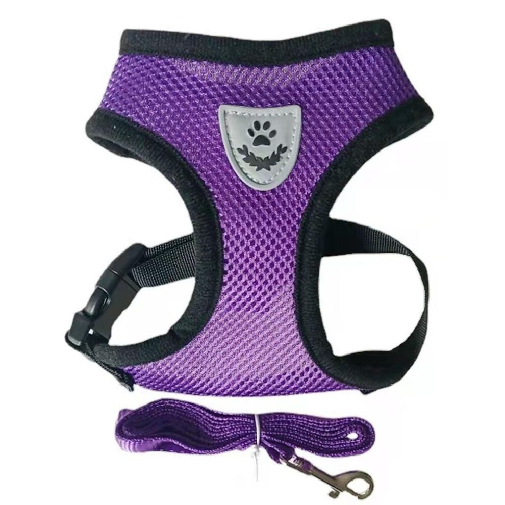 (S, purple) S-xl Pet Leash Cat And Dog Rope Vest Type Mesh Breathable Pet Harness