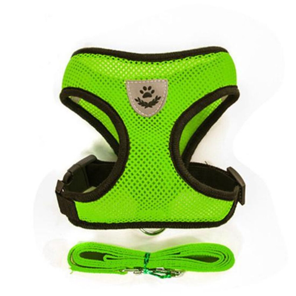 (S, green) S-xl Pet Leash Cat And Dog Rope Vest Type Mesh Breathable Pet Harness