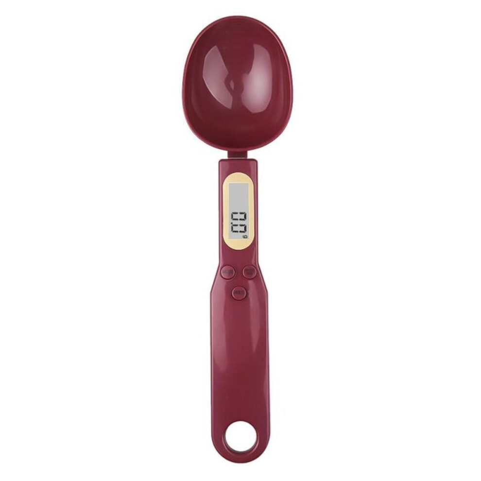 (maroon) Weighing Spoon Scale Home Kitchen Tool Electronic Measuring Coffee Food Flour Powder Baking Lcd Digital Measurement Adjustable