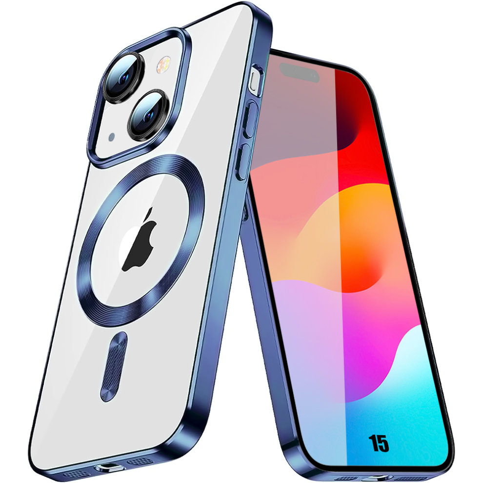 Coque Pour iPhone 16 15 14 13 12 11 Protection Antichoc Silicone charge sans fil-Bleu-iPhone 13 Pro Max