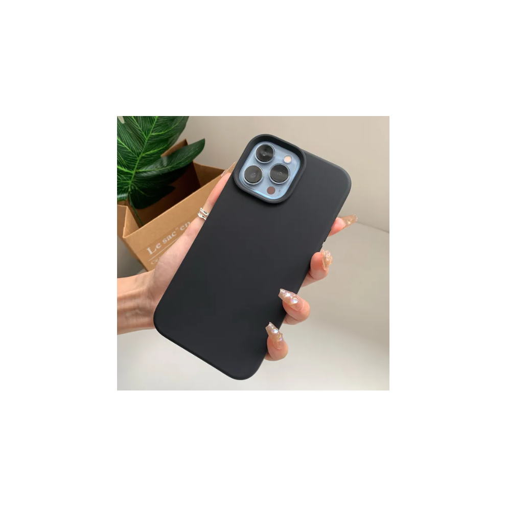 Coque iPhone Silicone Couleur Mat Pour 15/14/13/12/11/PRO/MAX/X/XS/XR/8/7/SE-Noir-iPhone 15 Pro Max