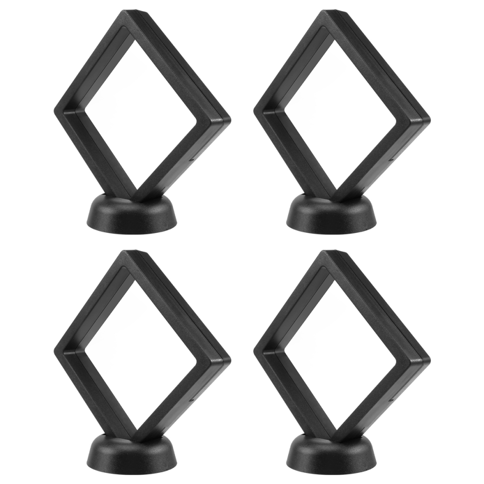 4 stuks houder 3D zwevend frame met beugel anti-aanslag sieradendoos muntenvitrine zwart
