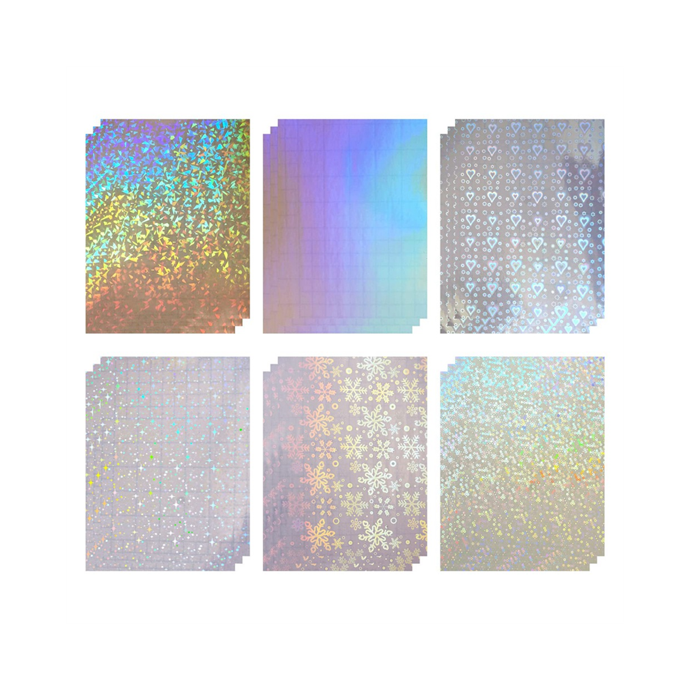 18 holografische stickers, zelfklevende transparante folie, A4 waterdichte stickerbekleding geschikt voor