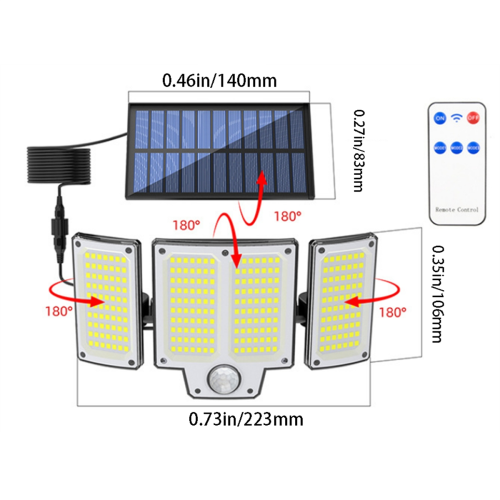280 LED Solar Outdoor Wall Light with Motion Sensor Flood 3 Adjustable Lighting Modes for Garden 2