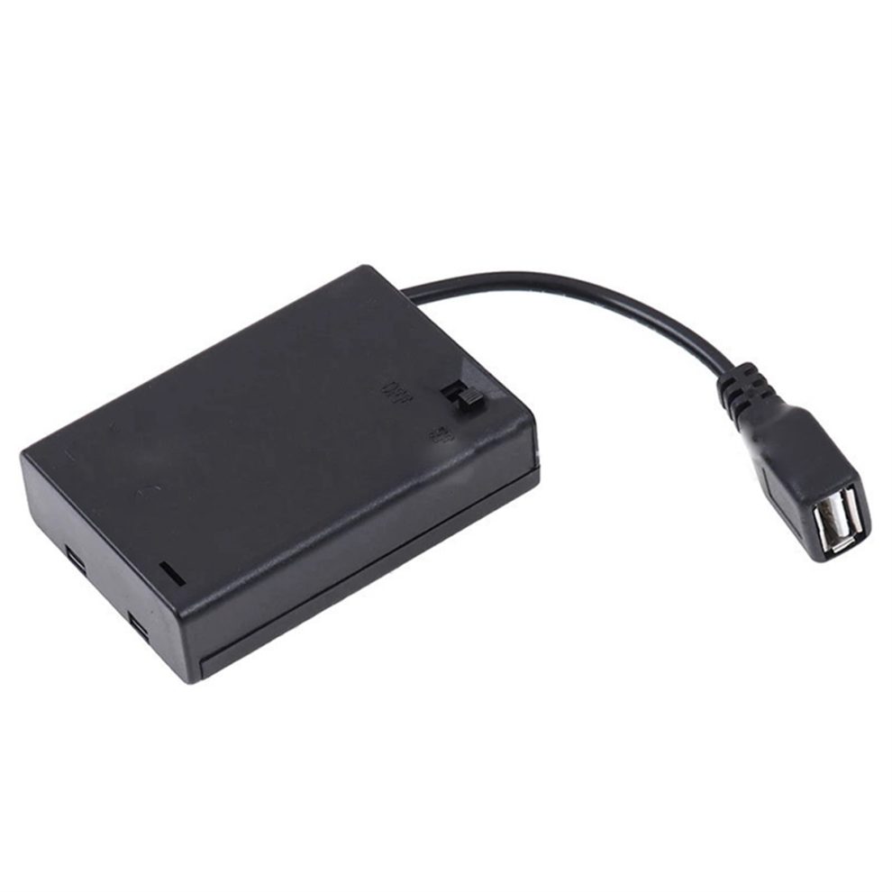 3Xaa Battery Case With Cover And Switch Connected To Usb Female Connector Socket Holder 4852624814657