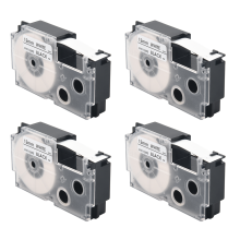 4er-Pack 12 mm schwarz auf wei? Etikettenbandger?t, kompatibel mit KL1500 KL2000 KL7000 KL7200 -100 KL120 KL60 -750B Etikettendruckern