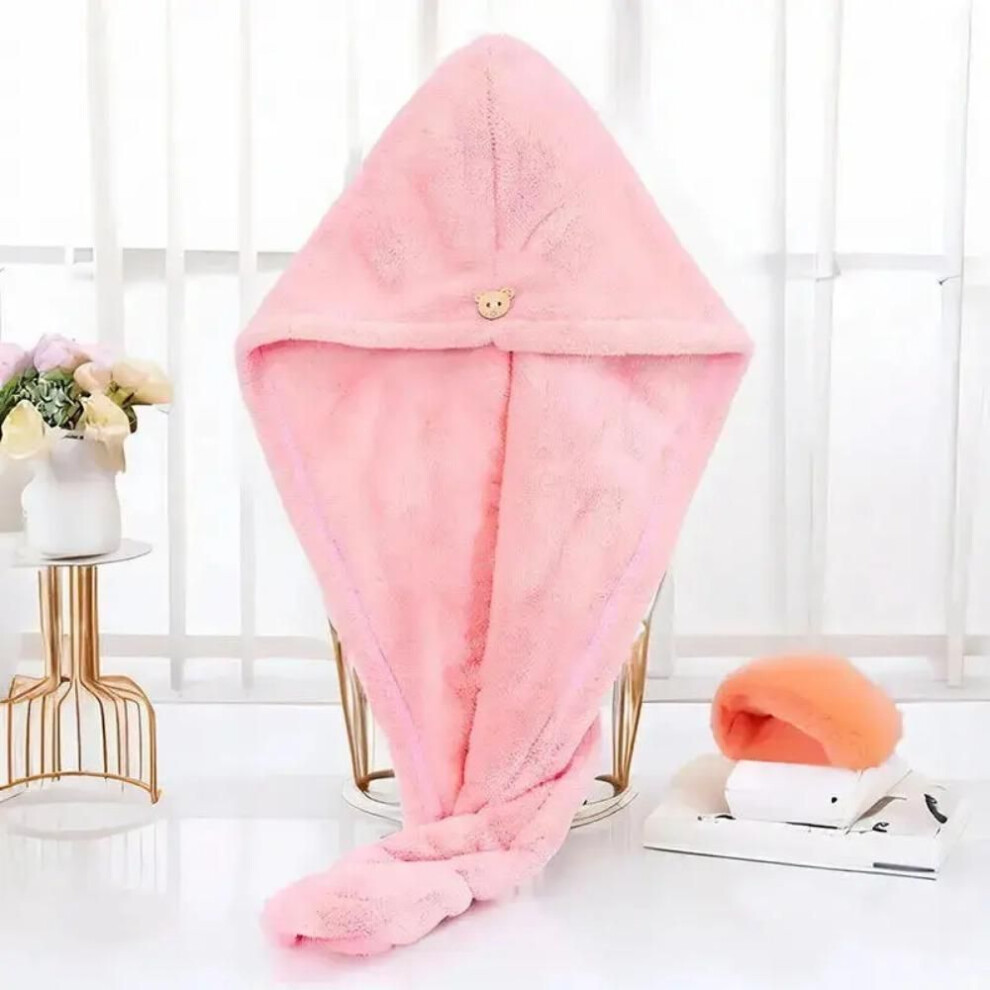 (pink, 25x63cm) Women Long Hair Quick-dry Hair Towel Soft Microfiber Towels Shower Cap Towel Bath Hats For Women Dry Hair Cap Lady Turban Head