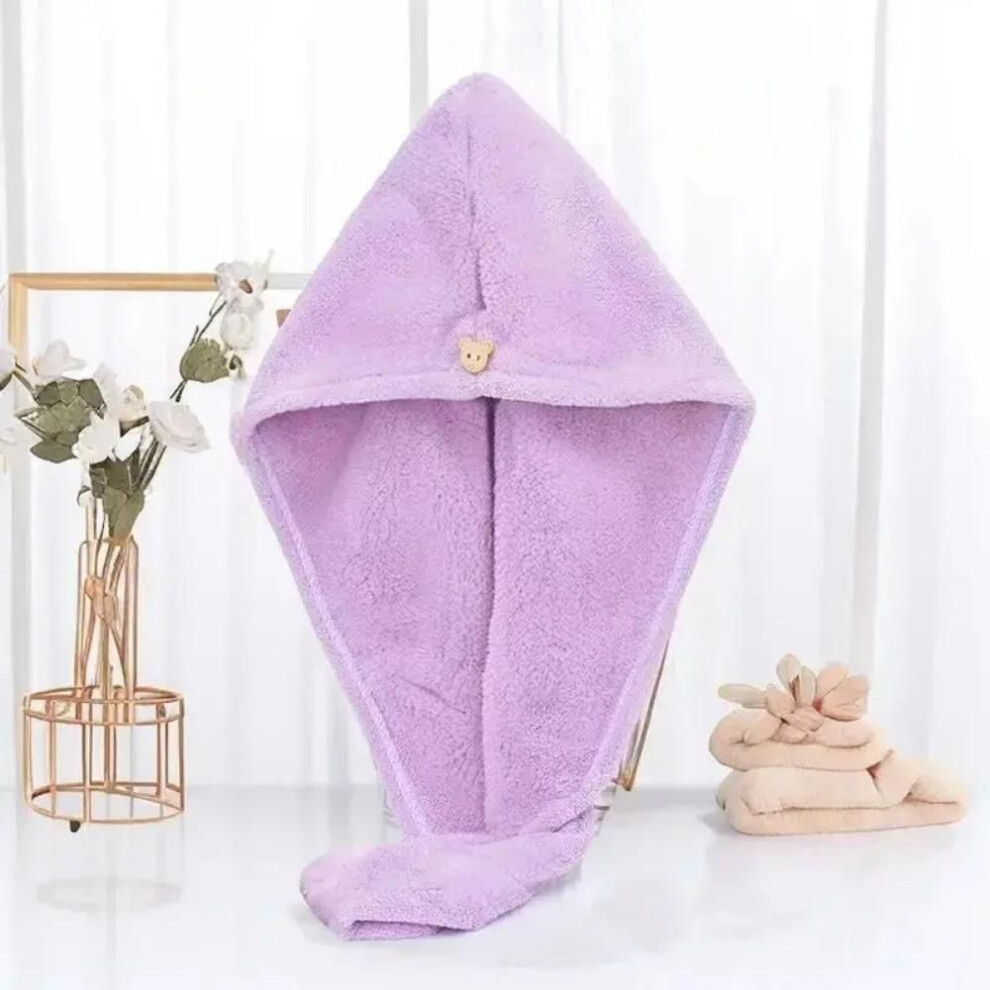 (purple, 25x63cm) Women Long Hair Quick-dry Hair Towel Soft Microfiber Towels Shower Cap Towel Bath Hats For Women Dry Hair Cap Lady Turban Head