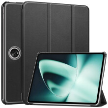 For OnePlus Pad Custer Pure Color 3-Fold Holder Smart Leather Tablet Case