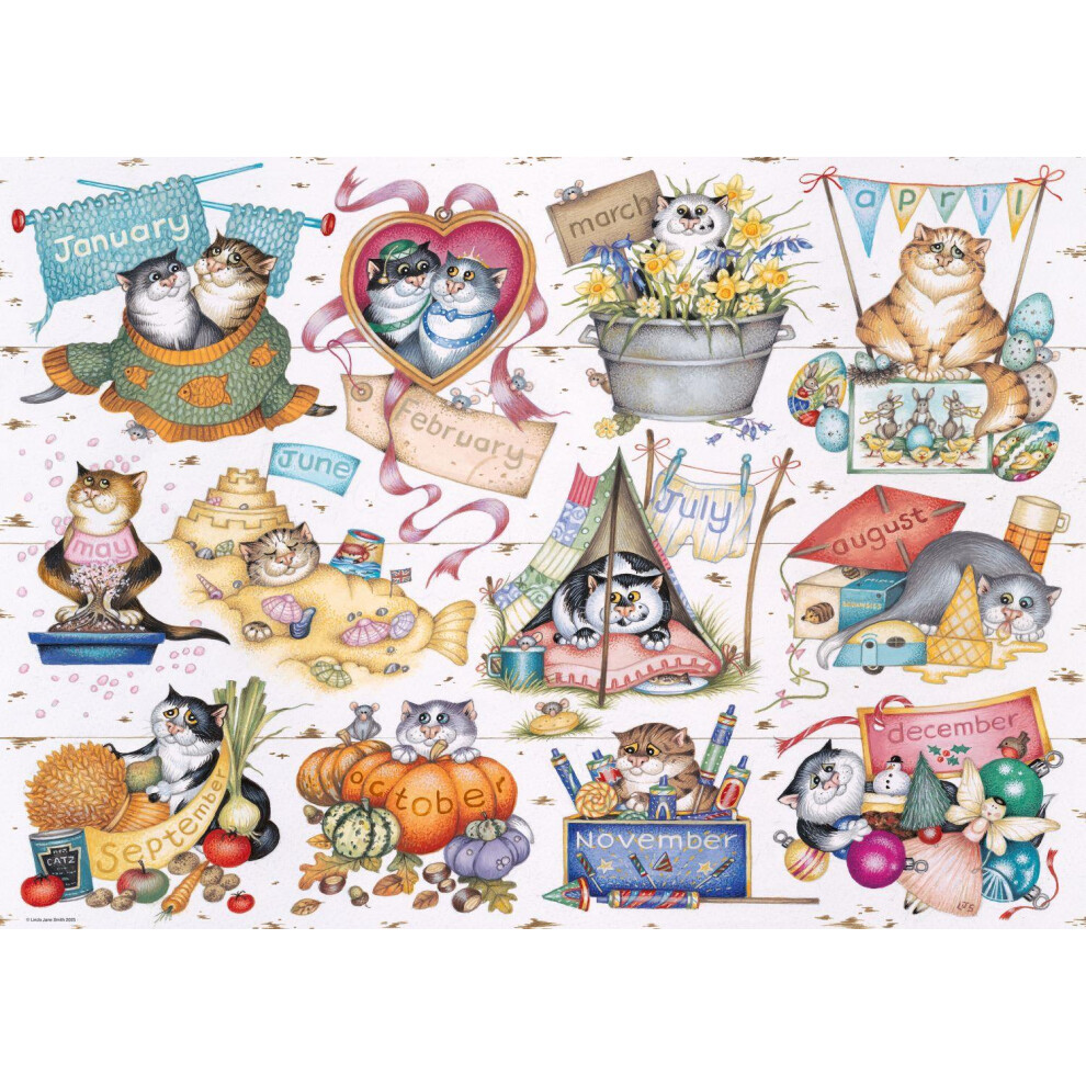Ravensburger Crazy Cats A Cat's Year (1000 Pieces) - Jigsaw Puzzle