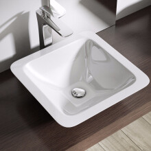 Durovin Bathrooms Luxurious Stone Resin Bathroom Basin - Flat Rim No Tap Hole - Countertop Sink Bathroom Vessel - Square 427 x 427mm