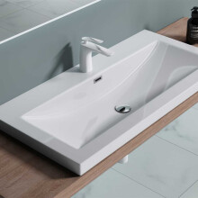 Durovin Bathrooms Luxurious Stone Resin Bathroom Basin - Self Rimming Drop In Sink - Semi Recessed - One Tap Hole With Overflow (1000 x 480mm)
