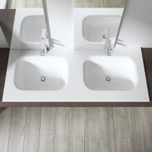 Durovin Bathrooms Luxurious Large Stone Resin Dual Bathroom Basin-Self Rimming Drop In Double Sink-Semi Recessed-1200 x 480mm (WxD)