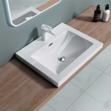 Durovin Bathrooms Luxurious Stone Resin Bathroom Basin - Self Rimming Drop In Sink - Semi Recessed - One Tap Hole With Overflow (600 x 480mm)