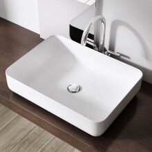 Durovin Bathrooms Stone Resin Bathroom Basin, Ultra Thin Rim No Tap Hole, 550 x 400 Countertop Mount Bathroom Vessel, Rectangular