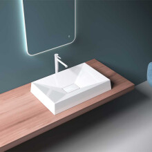 Durovin Bathrooms Luxurious Stone Resin Bathroom Basin - Countertop sink Rectangular Bathroom Vessel -700 x 460mm Concealed Waste