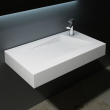 Durovin Bathrooms Luxurious Stone Resin Bathroom Basin - Wall Hung Or Countertop Mount Rectangular Bathroom Sink - One Corner Tap Hole
