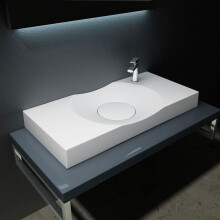 Durovin Bathrooms Luxurious Stone Resin Basin With Hand Shelf - Wall Hung Or Countertop Mount Rectangular Bathroom Sink 1000 x 480- Concealed Waste