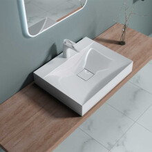 Durovin Bathrooms Luxurious Stone Resin Bathroom Basin - Wall Hung Or Countertop Mount Bathroom Sink - Concealed Waste - Width 600mm