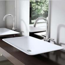 Durovin Bathrooms Luxurious Stone Resin Bathroom Basin - Thin Rim No Tap Hole - Countertop Sink Bathroom Vessel - Rectangular 600 x 380