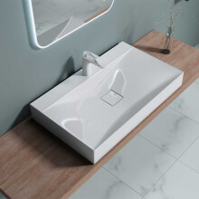 Durovin Bathrooms Luxurious Stone Resin Bathroom Basin - Wall Hung Or Countertop Mount Bathroom Sink - Concealed Waste - Width 800mm