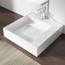 Durovin Bathrooms Luxurious Stone Resin Bathroom Basin - Wall Hung Or Countertop Sink Square Bathroom Sink 500 x500 - Concealed Waste