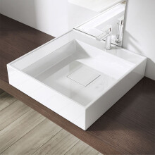 Durovin Bathrooms Luxurious Stone Resin Bathroom Basin - Wall Hung Or Countertop Mount Square Bathroom Sink 500 x500 - Concealed Waste