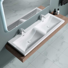 Durovin Bathrooms Luxurious Large Stone Resin Dual Bathroom Basin - Self Rimming Drop In Double Sink - Semi Recessed - 1440 x 480mm (WxD)