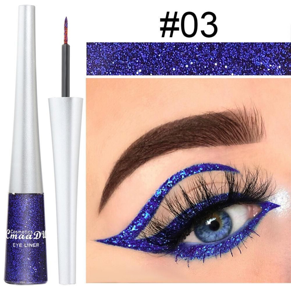 (as the picture, #3) CmaaDu 16 Colors Colorful Sequins Glitter Powder Liquid Eyeliner Sequins  Liquid Eyeliner