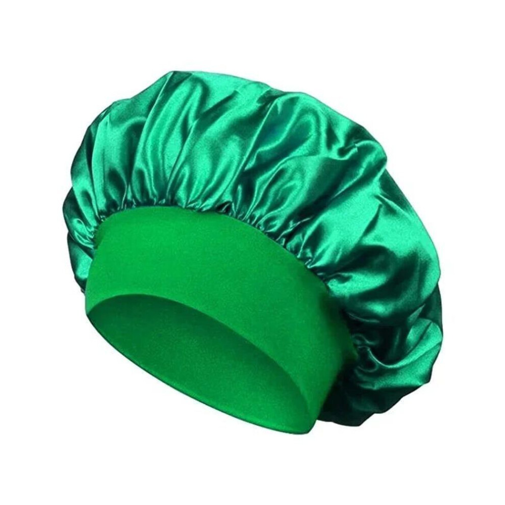 (green) Large Satin Bonnet Silk Bonnet Hair Wrap For Sleeping Sleep Cap With Elastic Soft Band Big Bonnets For Women Hair Care Caps