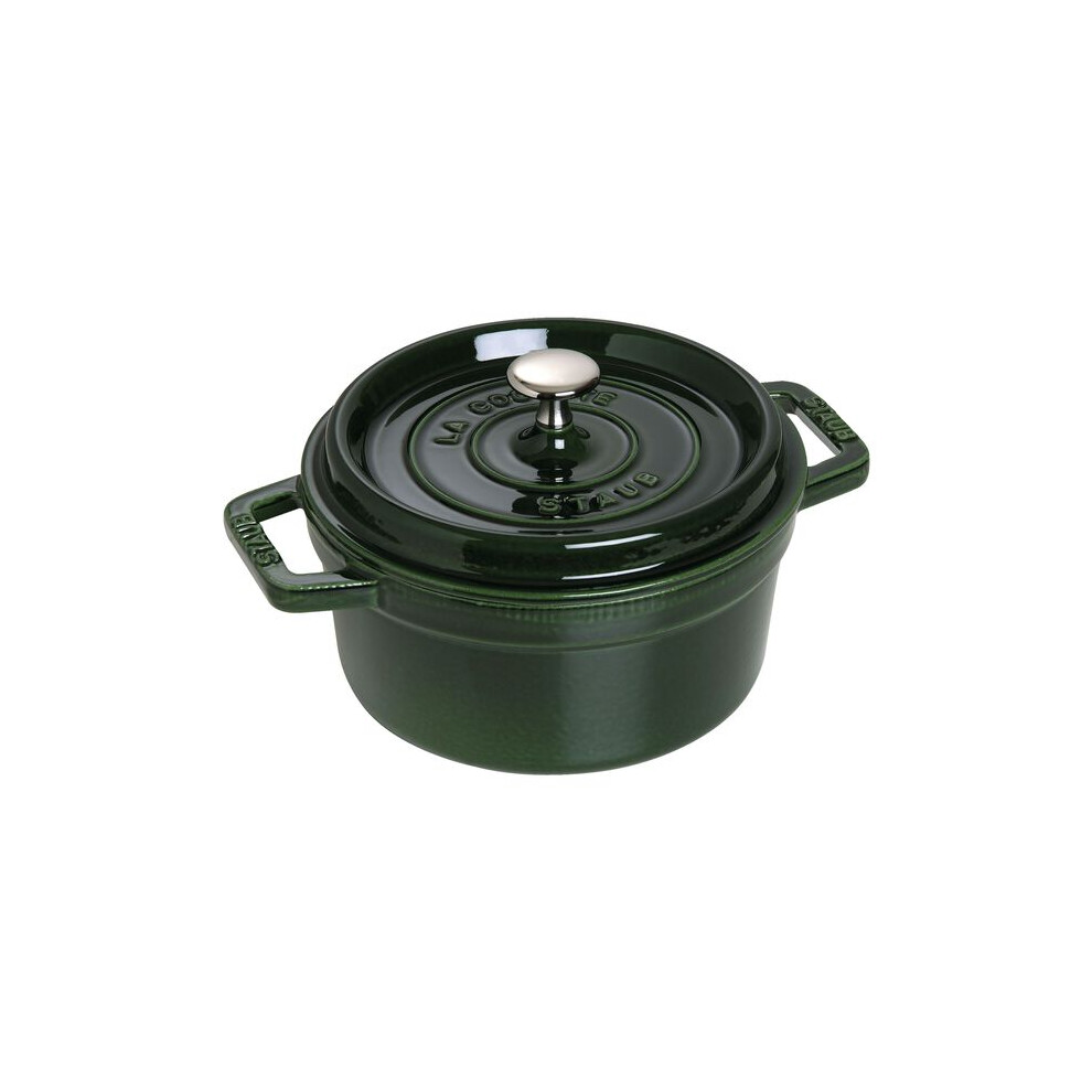 STAUB ROUND CAST IRON COCOTTE, BASIL GREEN, 14CM