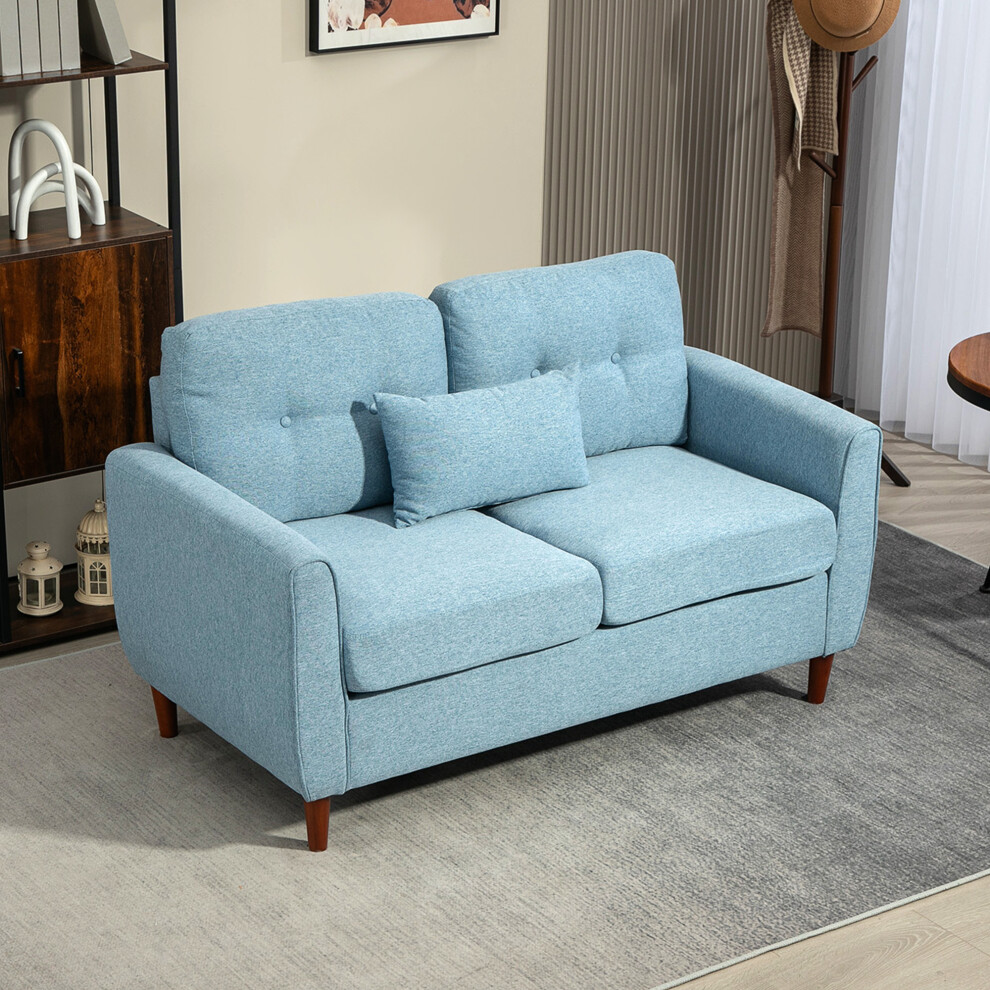 HOMCOM Chic Loveseat with Armrest Spring Padding for Home Office, Light Blue