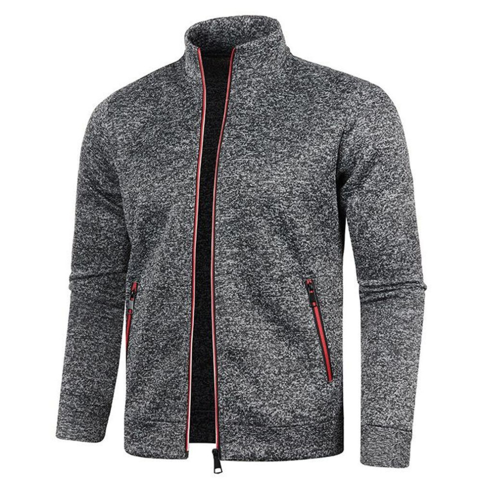 (coffee, 3XL) Men&apos;s Cardigan Zipper Hoodies Black Green Gray Contrasting Colors Jackets Fashion Casual High Stand Sweatshirts Coats Sportwear Yasheng