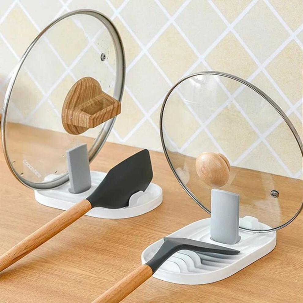 (white) 1pcs Polychrome Foldable Nordic Style Pot Holder Lid Shovel Storage Rack Practical Multifunctional Utensils For Kitchen Supplies