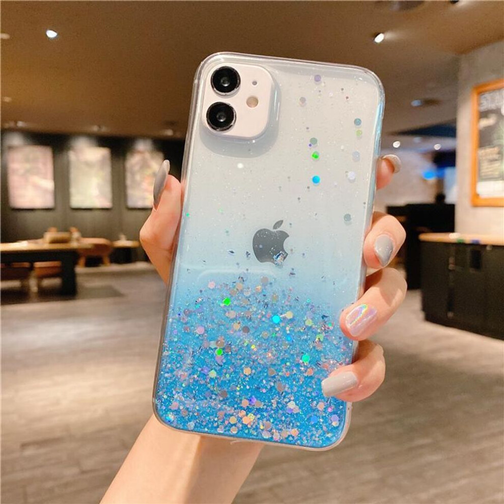 (blue, For iPhone 13Pro) Clear Glitter Phone Case For iPhone 13 12 Pro 11 Pro Max XS Max XR X 7 8 Plus Mini SE 2020 Cute Gradient Sequins Cover