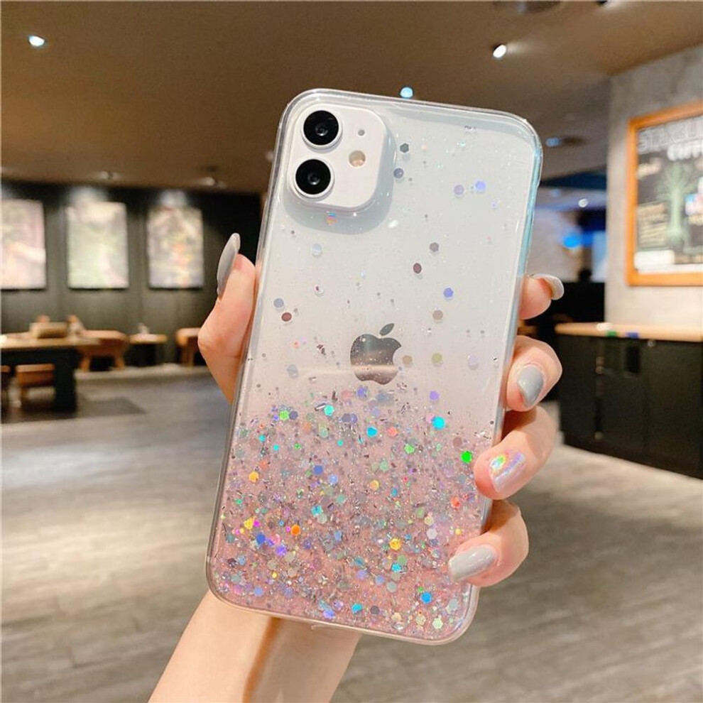 (pink, For iPhone X) Clear Glitter Phone Case For iPhone 13 12 Pro 11 Pro Max XS Max XR X 7 8 Plus Mini SE 2020 Cute Gradient Sequins Cover